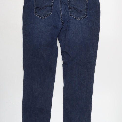 GARDEUR Womens Blue Cotton Blend Straight Jeans Size 12 L31 in Regular Zip
