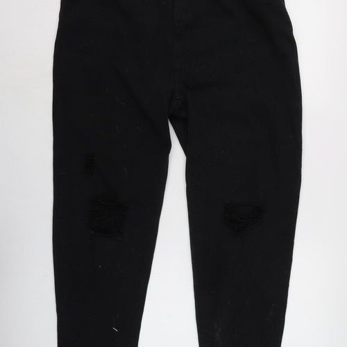 Boohoo Womens Black Cotton Blend Skinny Jeans Size 16 L27 in Regular Zip