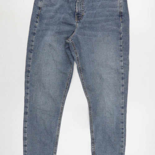 Topshop Womens Blue Cotton Straight Jeans Size 30 in L30 in Regular Zip
