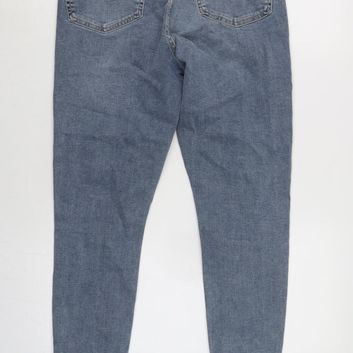 Topshop Womens Blue Cotton Straight Jeans Size 30 in L30 in Regular Zip