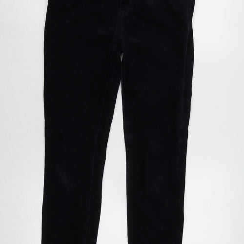 Marks and Spencer Womens Blue Cotton Trousers Size 8 L28 in Regular Zip