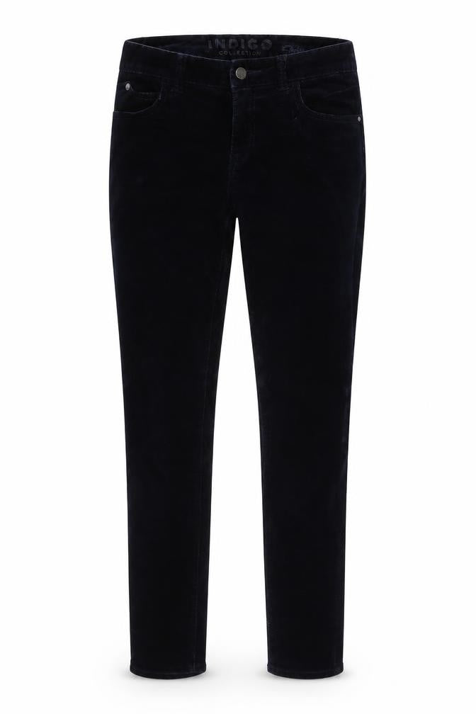 Marks and Spencer Womens Blue Cotton Trousers Size 8 L28 in Regular Zip