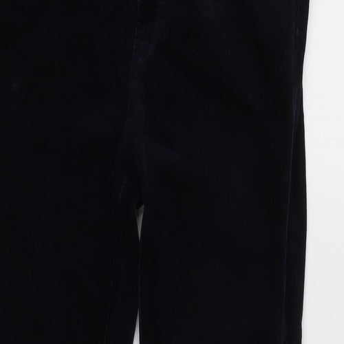 Marks and Spencer Womens Blue Cotton Trousers Size 8 L28 in Regular Zip