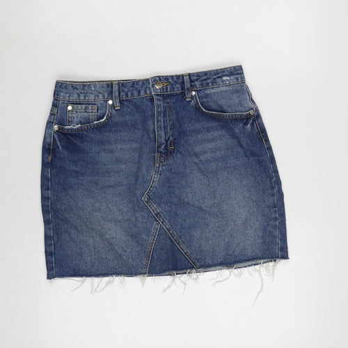 Very Womens Blue Cotton A-Line Skirt Size 30 in Zip