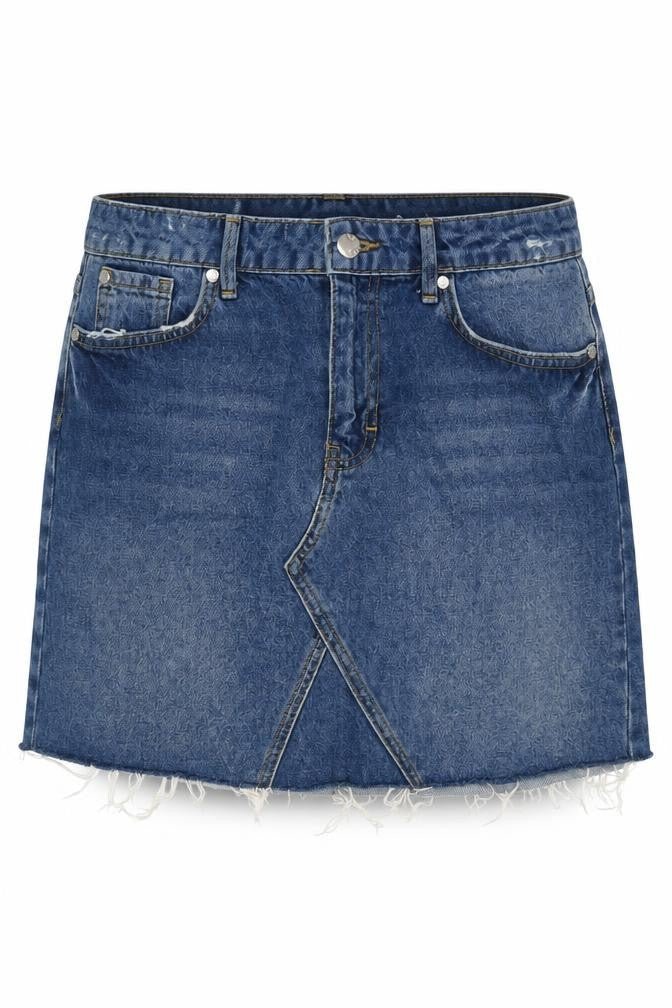 Very Womens Blue Cotton A-Line Skirt Size 30 in Zip