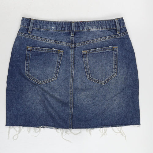 Very Womens Blue Cotton A-Line Skirt Size 30 in Zip