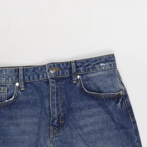 Very Womens Blue Cotton A-Line Skirt Size 30 in Zip
