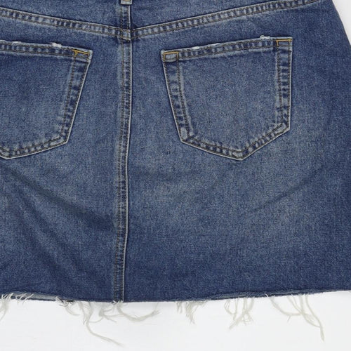 Very Womens Blue Cotton A-Line Skirt Size 30 in Zip