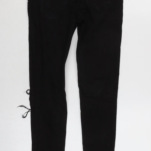 H&M Womens Black Cotton Blend Tapered Jeans Size 6 L26.5 in Regular Zip - Raw Hem