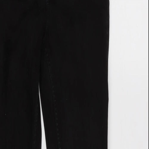 H&M Womens Black Cotton Blend Tapered Jeans Size 6 L26.5 in Regular Zip - Raw Hem