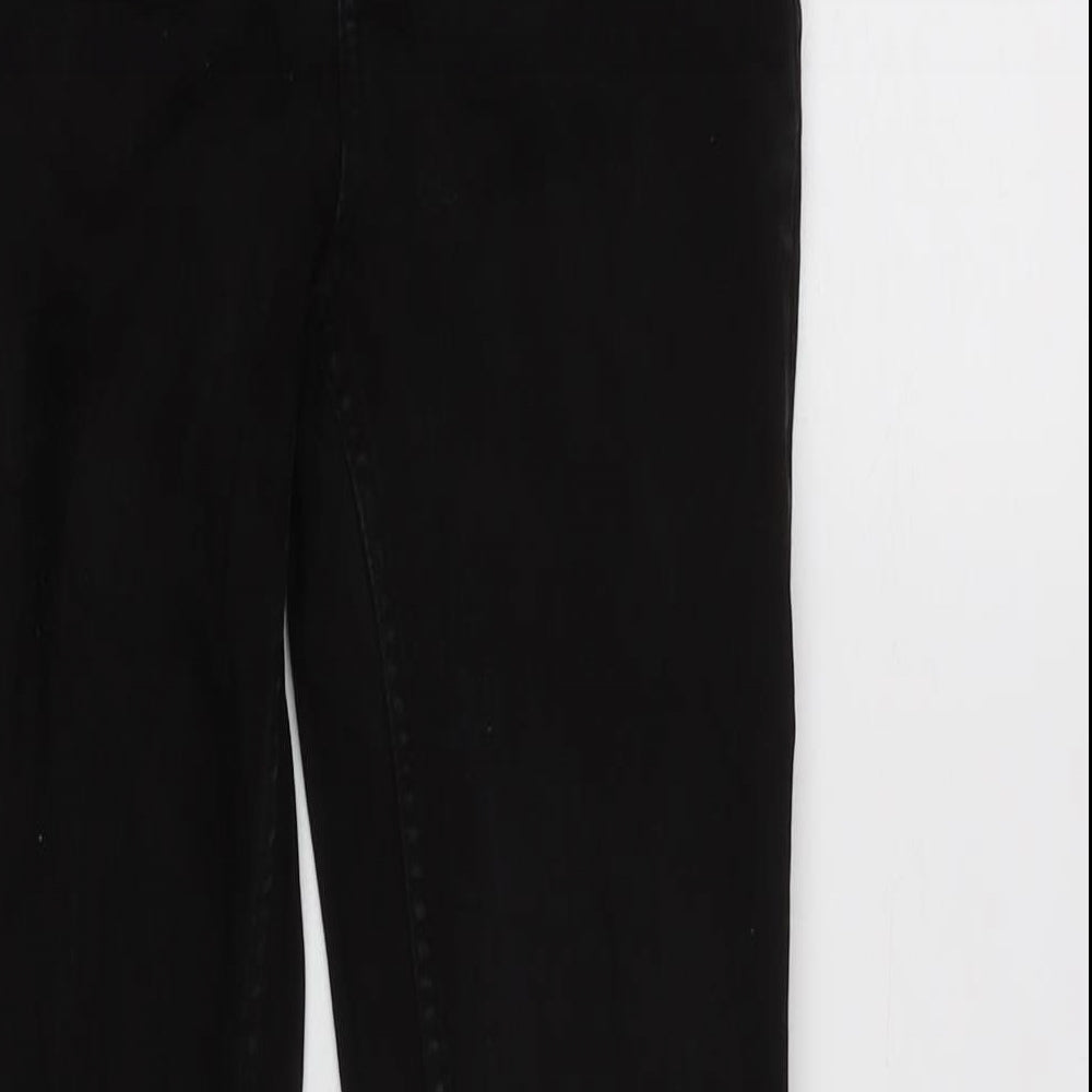 H&M Womens Black Cotton Blend Tapered Jeans Size 6 L26.5 in Regular Zip - Raw Hem