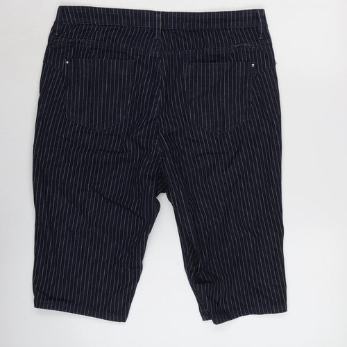 Marks and Spencer Womens Blue Cotton Bermuda Shorts Size 14 L13 in Regular Zip