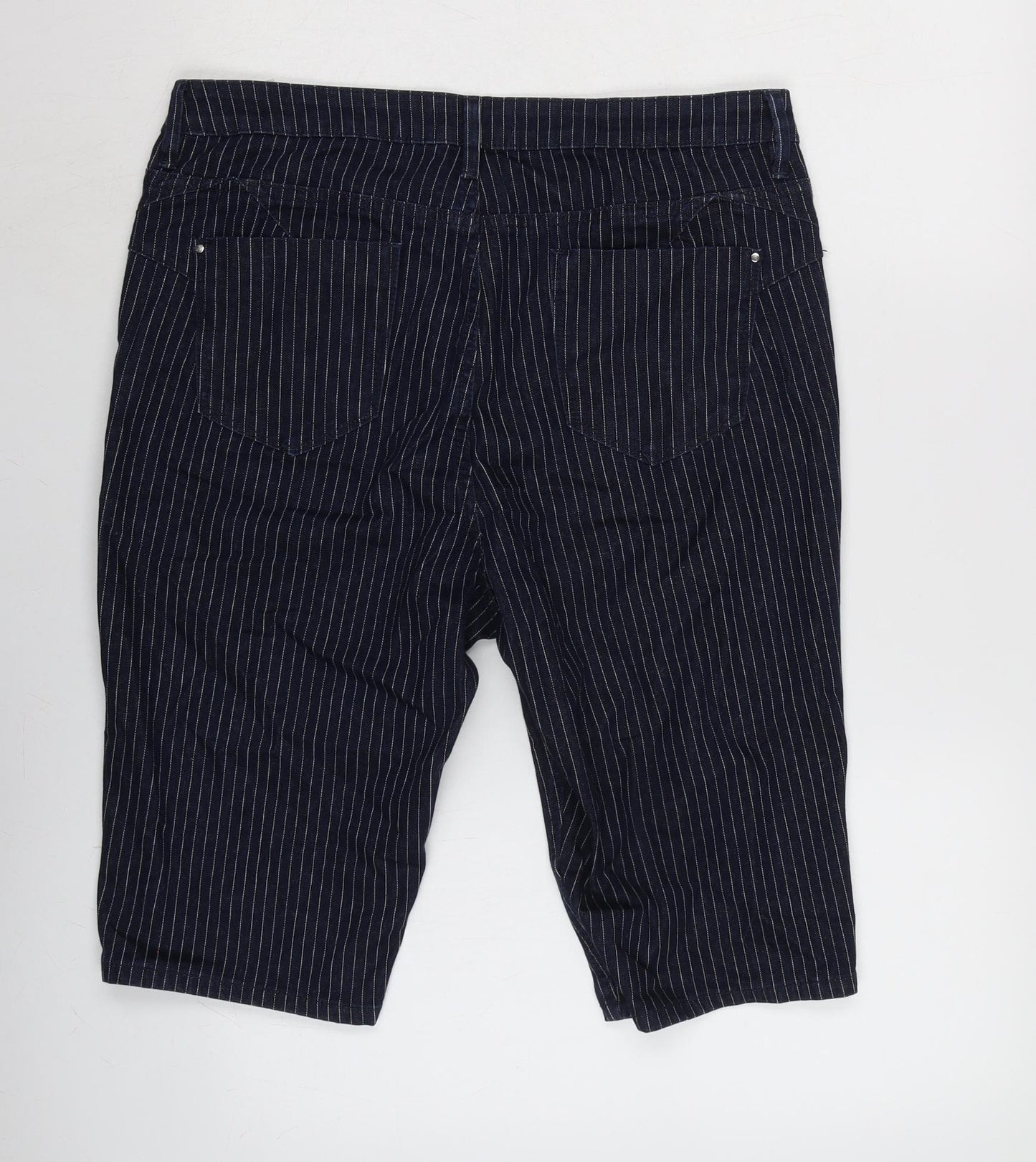 Marks and Spencer Womens Blue Cotton Bermuda Shorts Size 14 L13 in Regular Zip