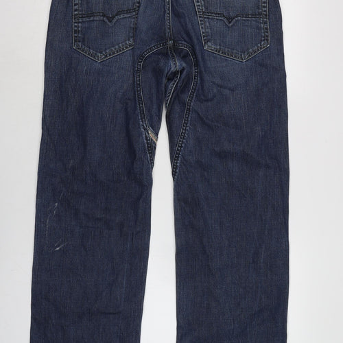 Diesal Mens Blue Cotton Straight Jeans Size 32 in L34 in Regular Button