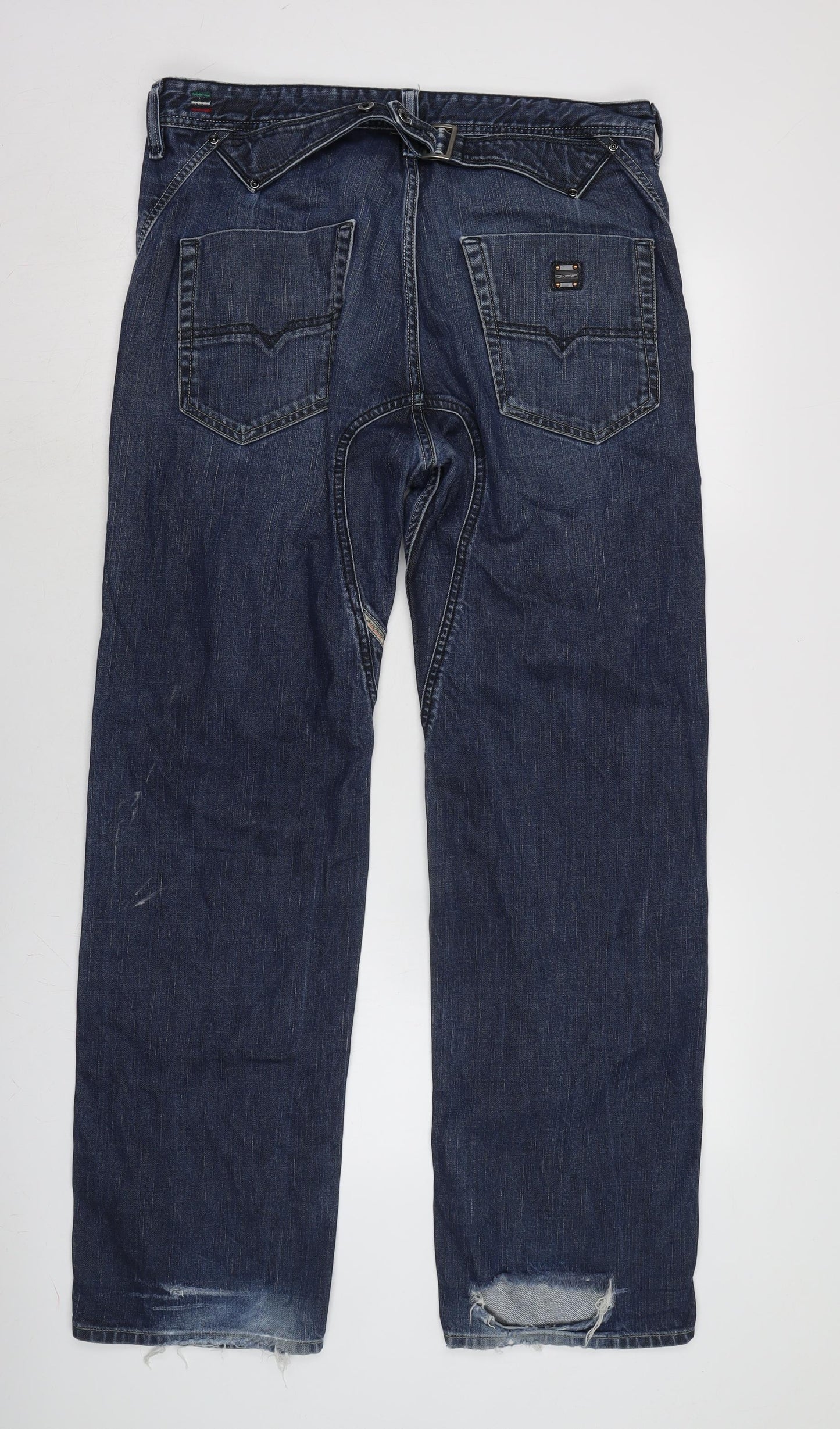 Diesal Mens Blue Cotton Straight Jeans Size 32 in L34 in Regular Button