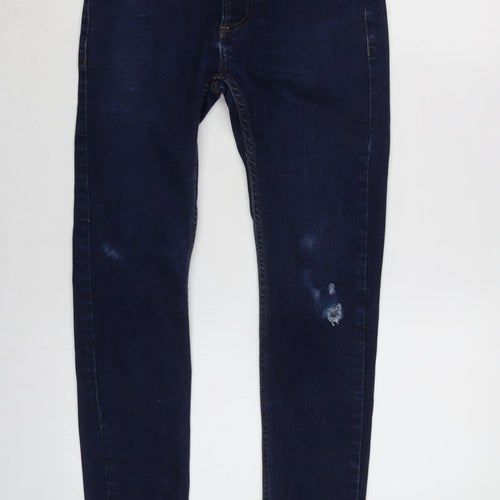 Topman Mens Blue Cotton Blend Skinny Jeans Size 28 in L26 in Regular Zip