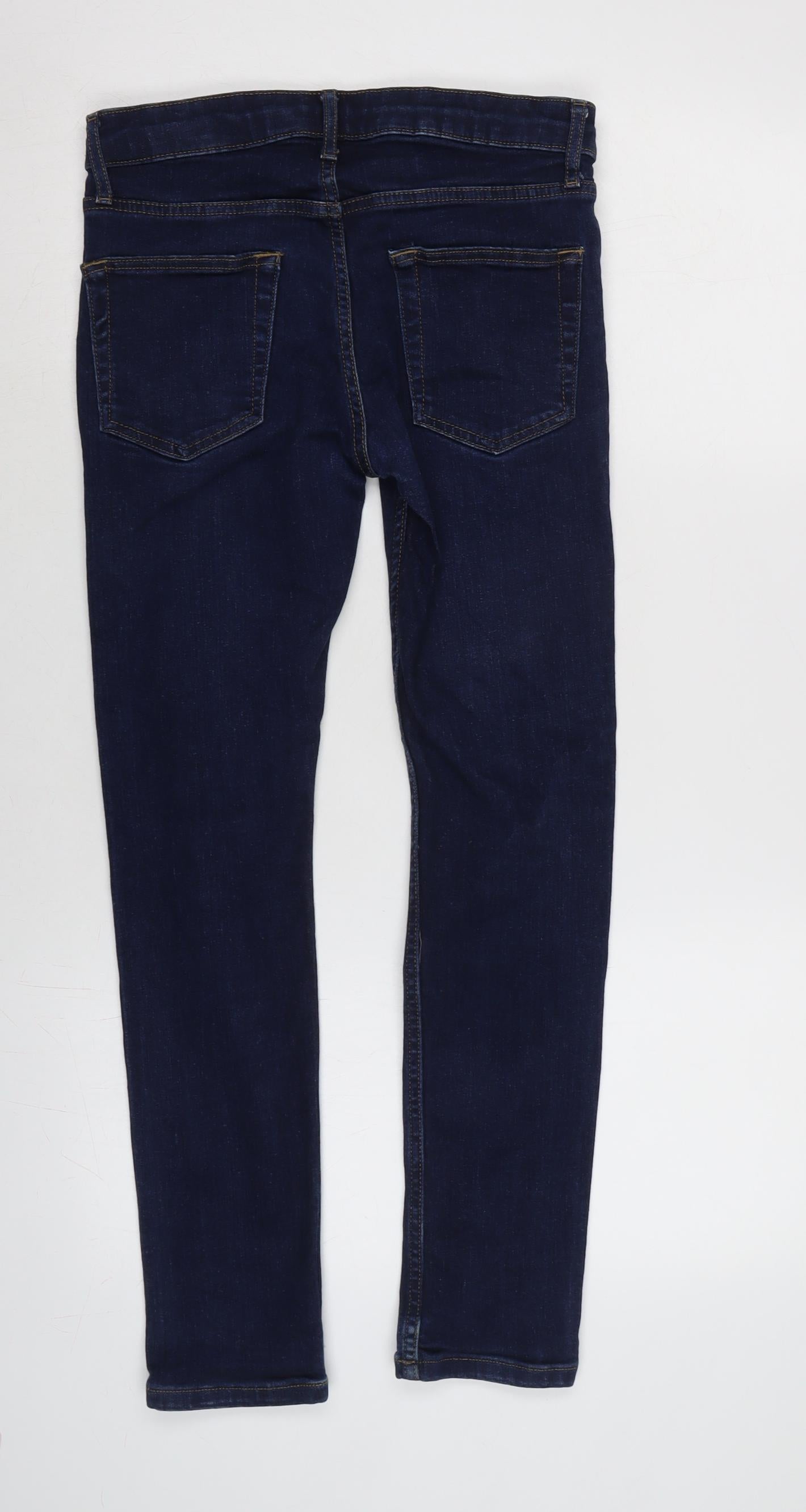 Topman Mens Blue Cotton Blend Skinny Jeans Size 28 in L26 in Regular Zip