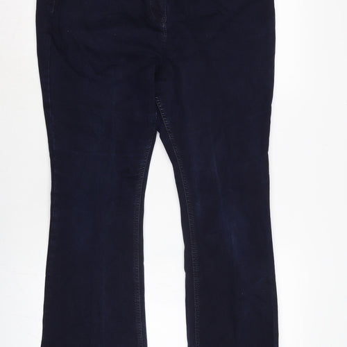 Per Una Womens Blue Cotton Blend Flared Jeans Size 18 L30 in Regular Zip