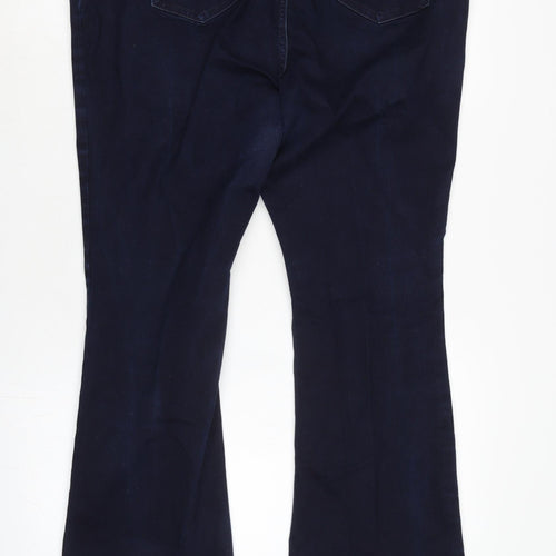 Per Una Womens Blue Cotton Blend Flared Jeans Size 18 L30 in Regular Zip