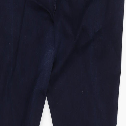 Per Una Womens Blue Cotton Blend Flared Jeans Size 18 L30 in Regular Zip