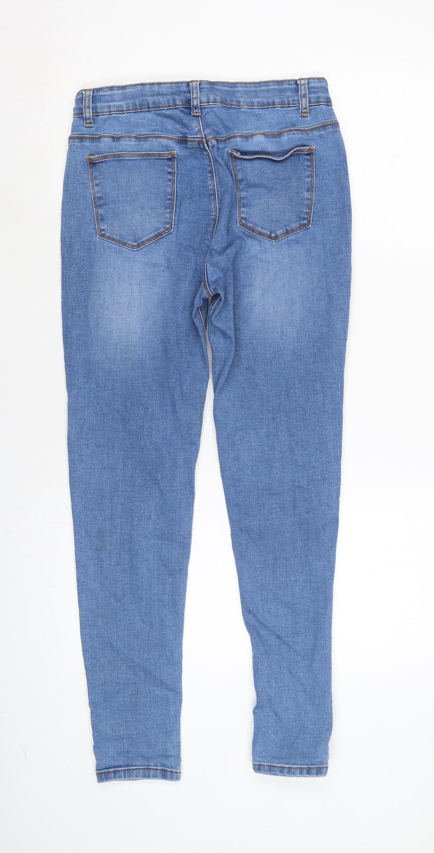 Denim & Co. Girls Blue Cotton Skinny Jeans Size 14-15 Years L27 in Regular Zip