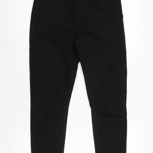 Topshop Womens Black Cotton Blend Tapered Jeans Size 28 in L25 in Extra-Slim Zip