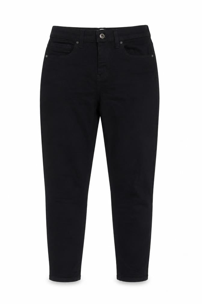 Topshop Womens Black Cotton Blend Tapered Jeans Size 28 in L25 in Extra-Slim Zip