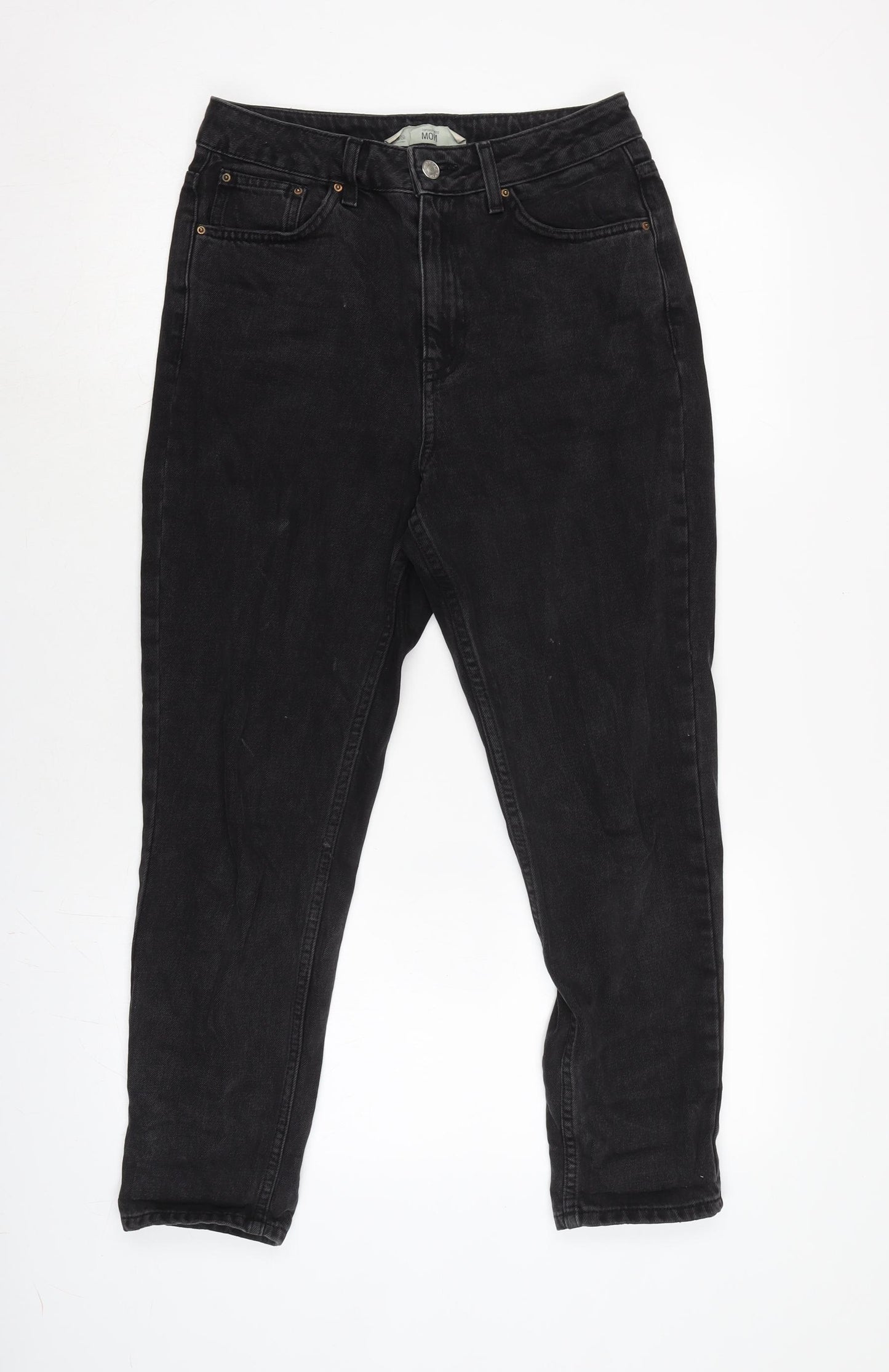 Topshop Womens Grey Cotton Straight Jeans Size 28 in L24.5 in Regular Zip