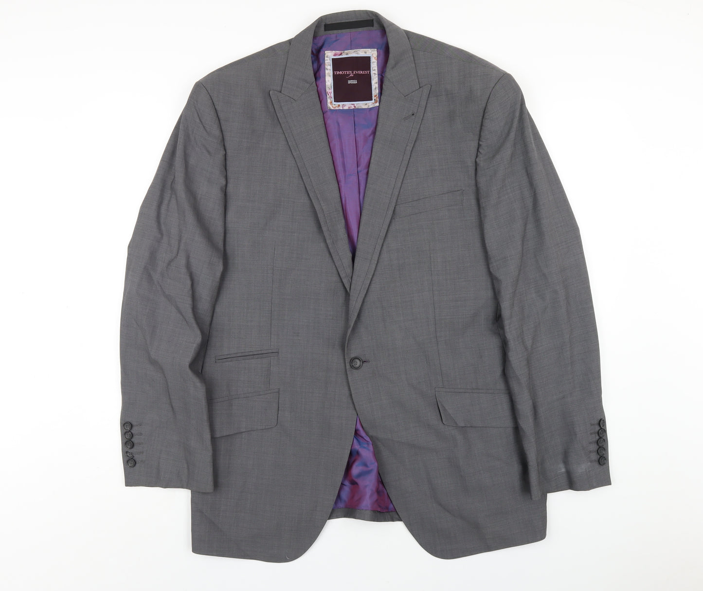 Marks and Spencer Mens Grey Wool Jacket Blazer Size 42 Regular