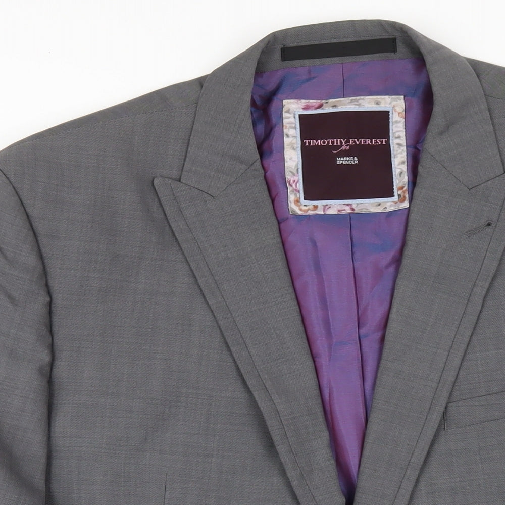 Marks and Spencer Mens Grey Wool Jacket Blazer Size 42 Regular