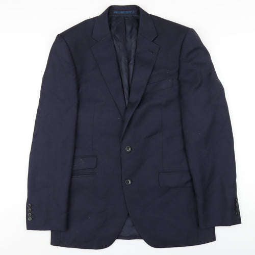 New & Lingwood Mens Blue Polyester Jacket Blazer Size 40 Regular
