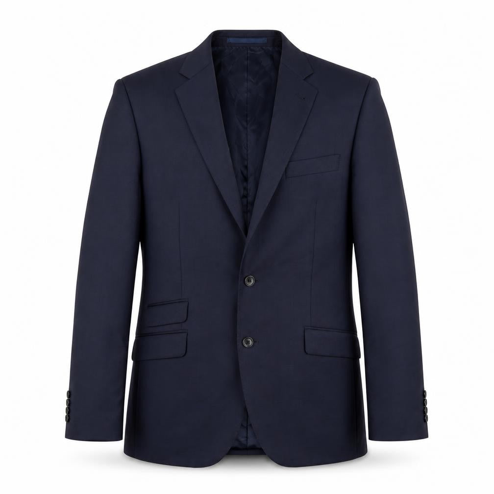 Front view of New & Lingwood men’s blue polyester jacket blazer, size 40, regular