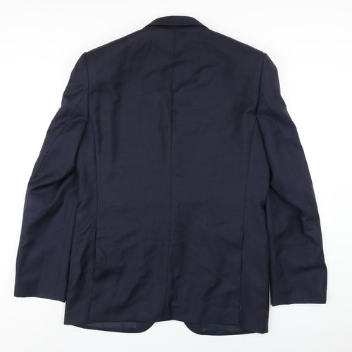 New & Lingwood Mens Blue Polyester Jacket Blazer Size 40 Regular