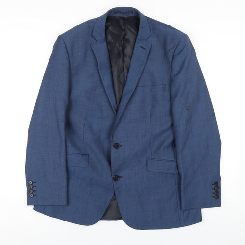 Racing Green Mens Blue Wool Jacket Blazer Size 40 Regular
