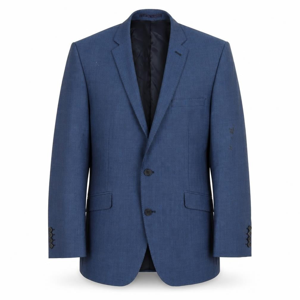 Front view of Racing Green men’s blue wool jacket blazer, size 40, regular
