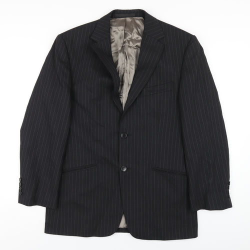Marks and Spencer Mens Grey Striped Wool Jacket Blazer Size 38 Regular