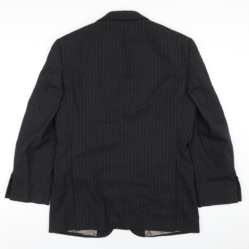 Marks and Spencer Mens Grey Striped Wool Jacket Blazer Size 38 Regular