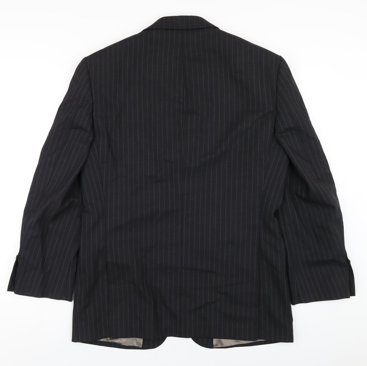 Marks and Spencer Mens Grey Striped Wool Jacket Blazer Size 38 Regular