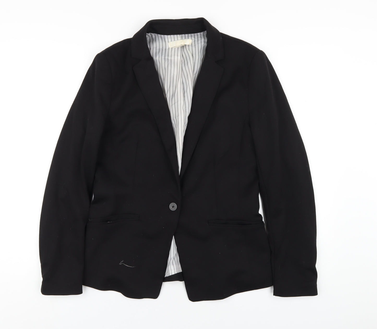 H&M Womens Black Polyester Jacket Blazer Size 12