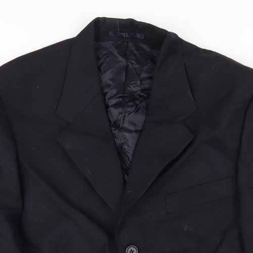 Charlton Gray Mens Blue Striped Polyester Jacket Blazer Size 38 Regular