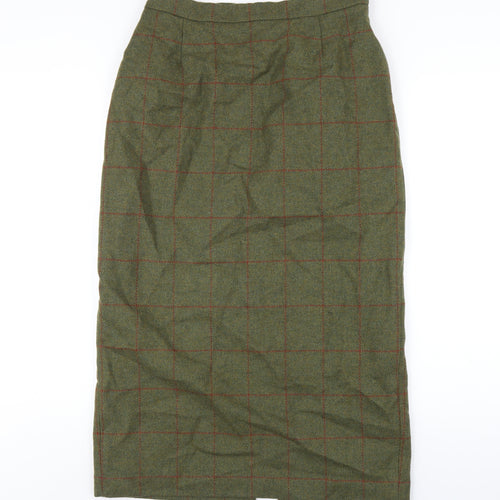 The House of Bruar Womens Green Wool Straight & Pencil Skirt Size 14 Zip