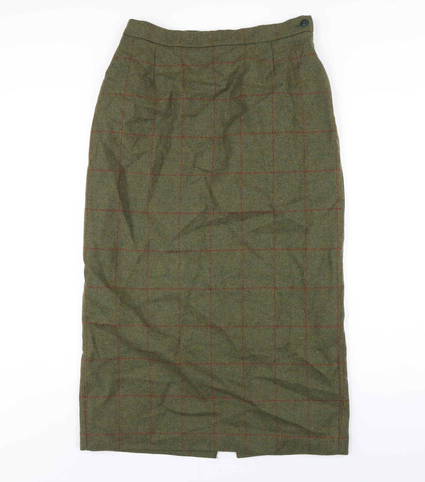 The House of Bruar Womens Green Wool Straight & Pencil Skirt Size 14 Zip