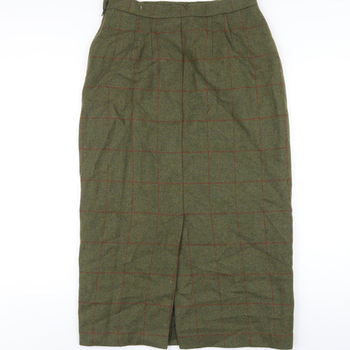 The House of Bruar Womens Green Wool Straight & Pencil Skirt Size 14 Zip