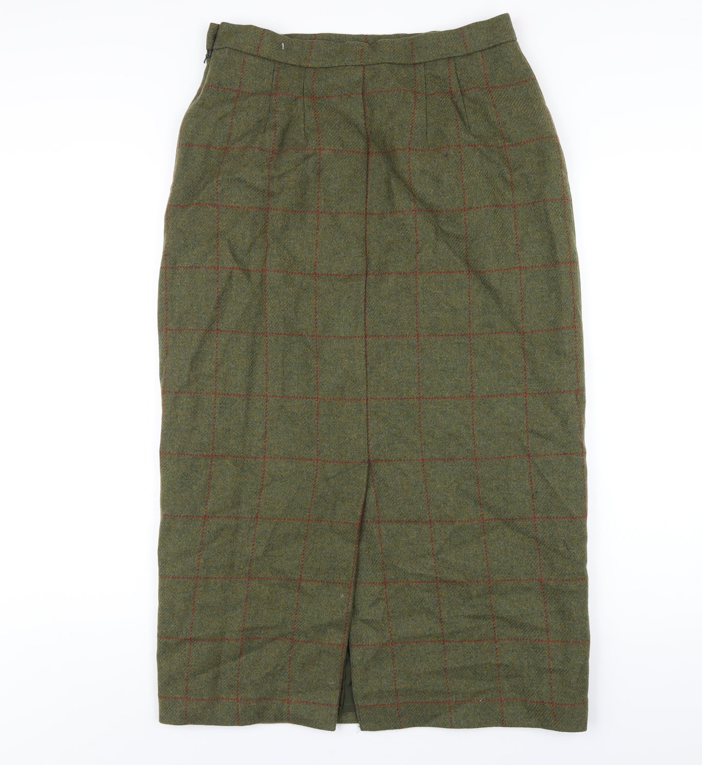 The House of Bruar Womens Green Wool Straight & Pencil Skirt Size 14 Zip
