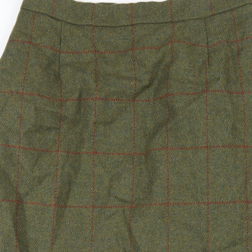 The House of Bruar Womens Green Wool Straight & Pencil Skirt Size 14 Zip
