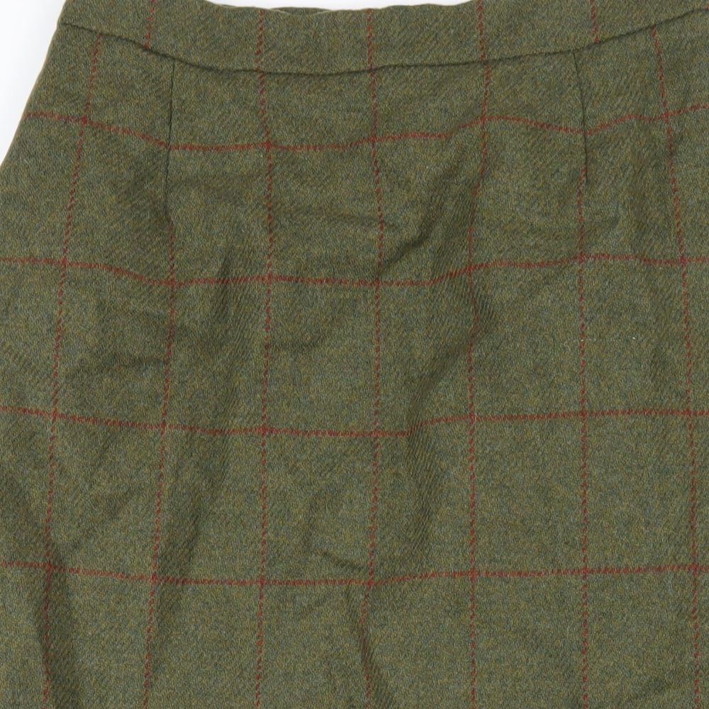 The House of Bruar Womens Green Wool Straight & Pencil Skirt Size 14 Zip