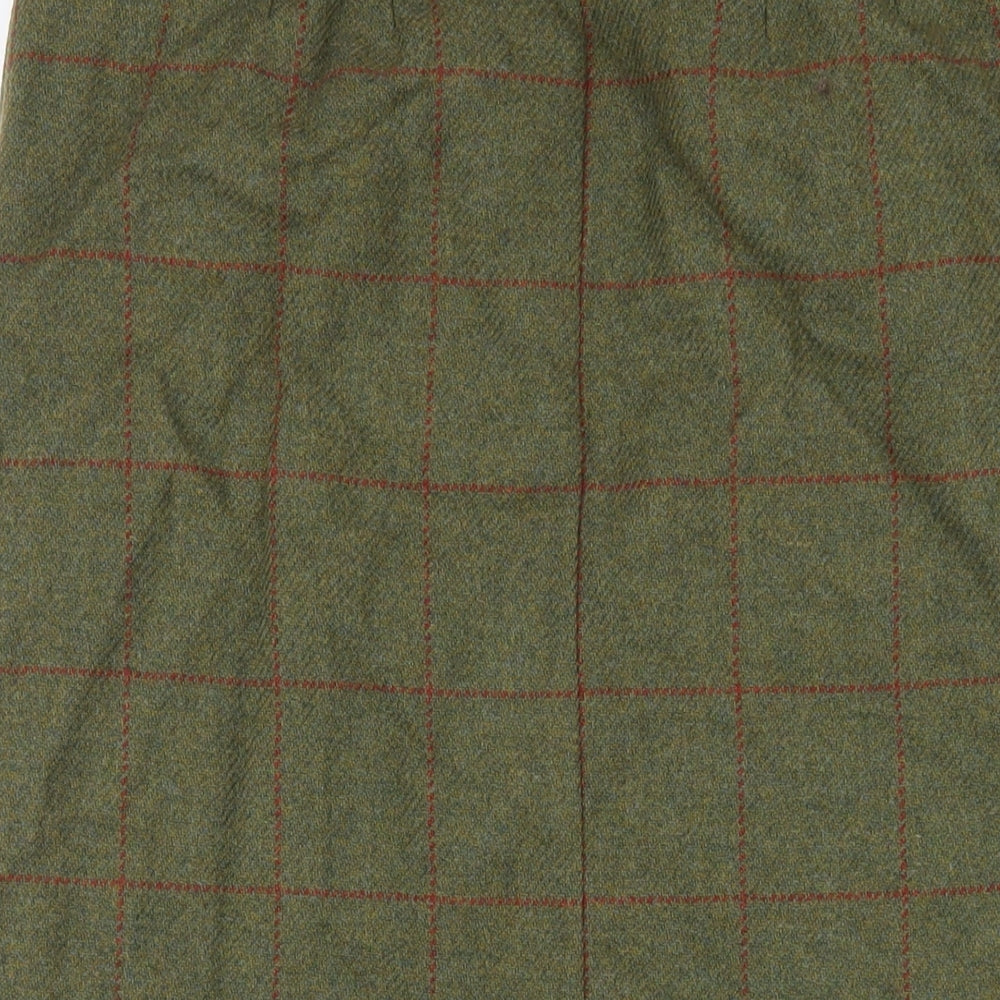 The House of Bruar Womens Green Wool Straight & Pencil Skirt Size 14 Zip