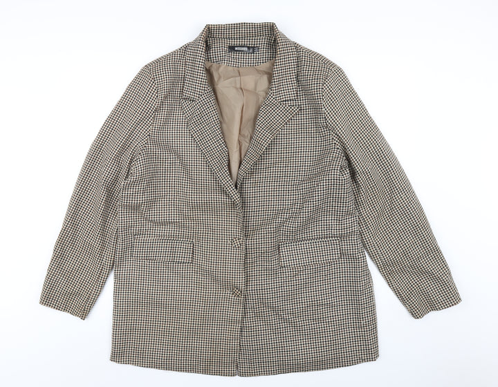 Missguided Womens Brown Geometric Jacket Blazer Size 14 Button