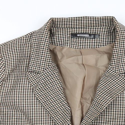 Missguided Womens Brown Geometric Jacket Blazer Size 14 Button