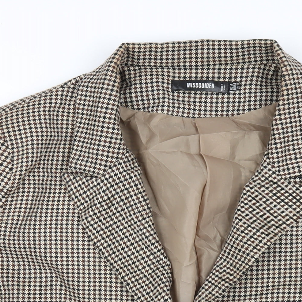 Missguided Womens Brown Geometric Jacket Blazer Size 14 Button